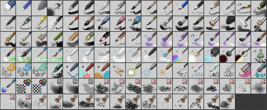 Image containing all the available brushes